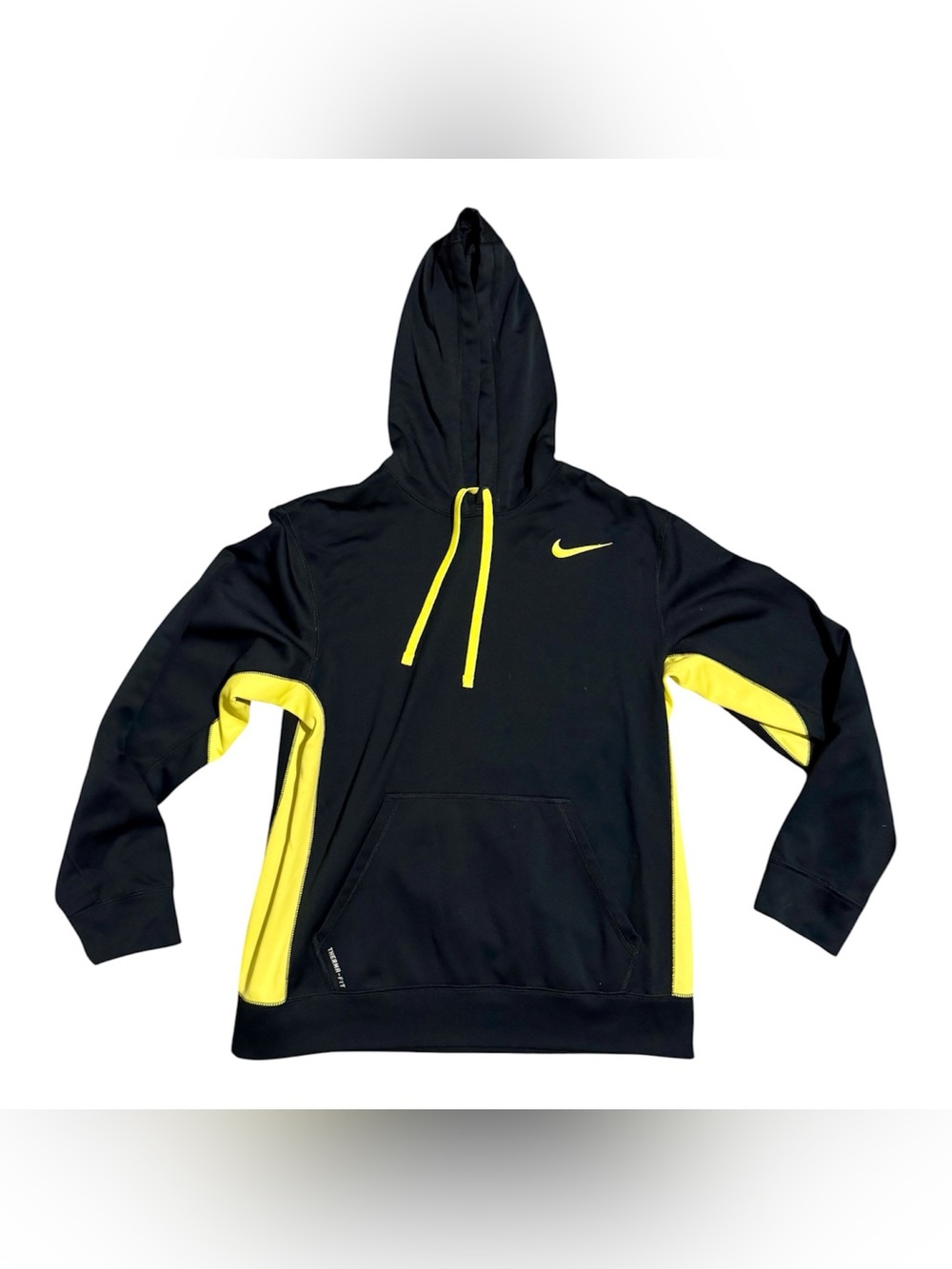 Nike Therma-FIT Deep Navy Blue & Volt Yellow Pullover Hoodie Men’s Medium
